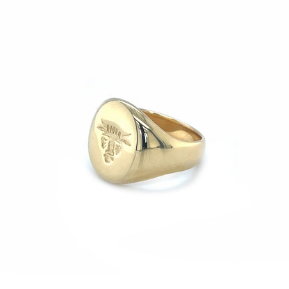 18ct Yellow Gold Bull Seal-Engraved Signet Ring (M)