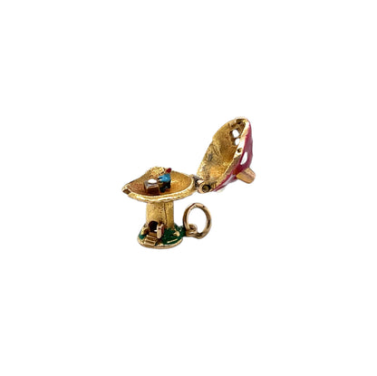 9ct Yellow Gold Enamel Toadstool Opening Charm