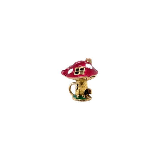 9ct Yellow Gold Enamel Toadstool Opening Charm
