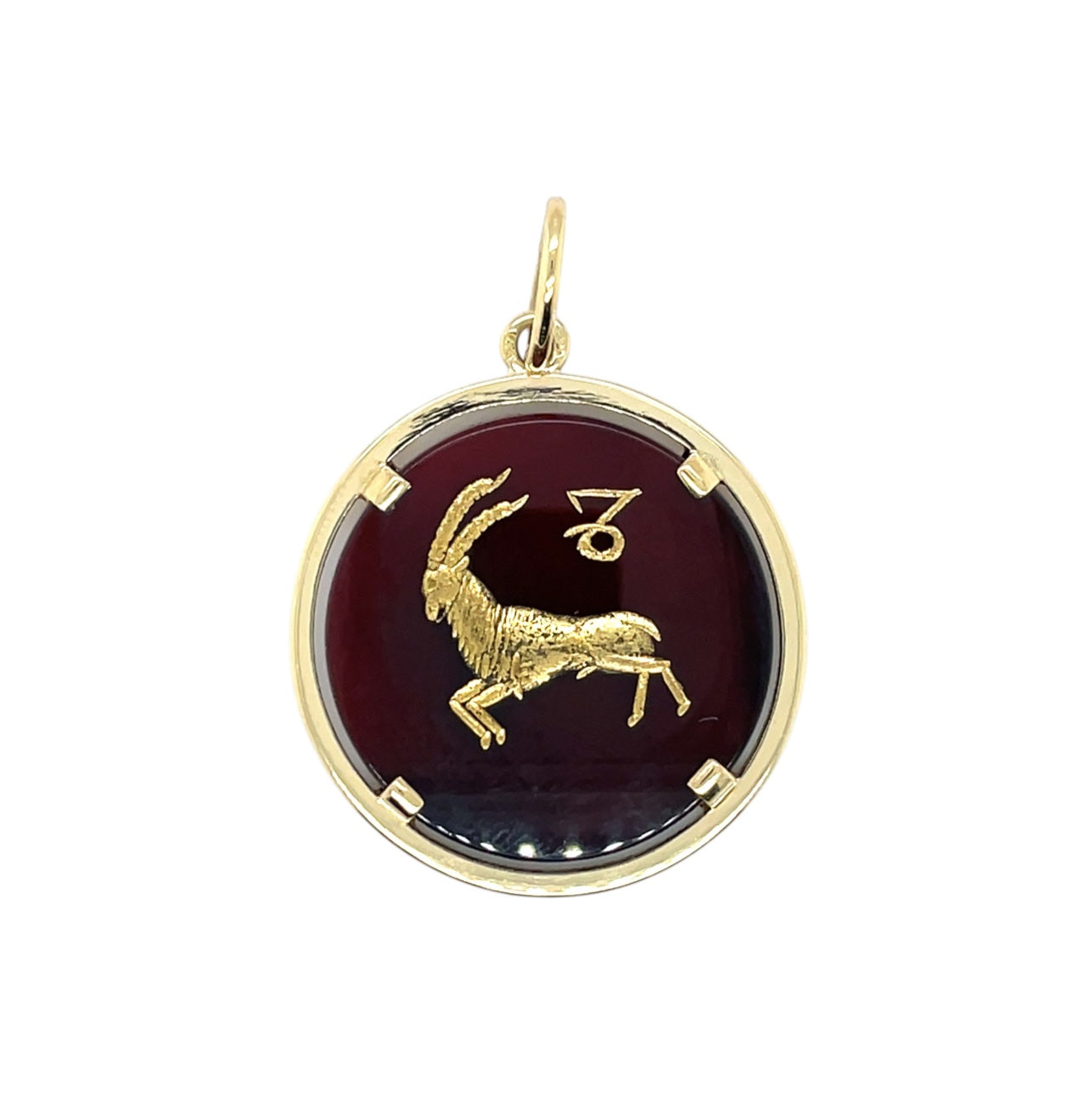 18ct Yellow Gold Carnelian Capricorn Pendant