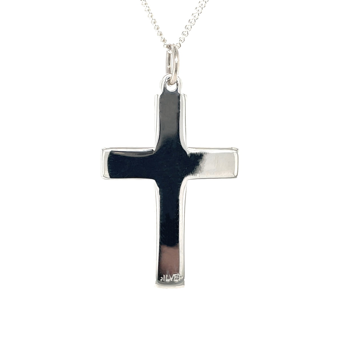 Silver Wide Cross Pendant & Chain (22-24")