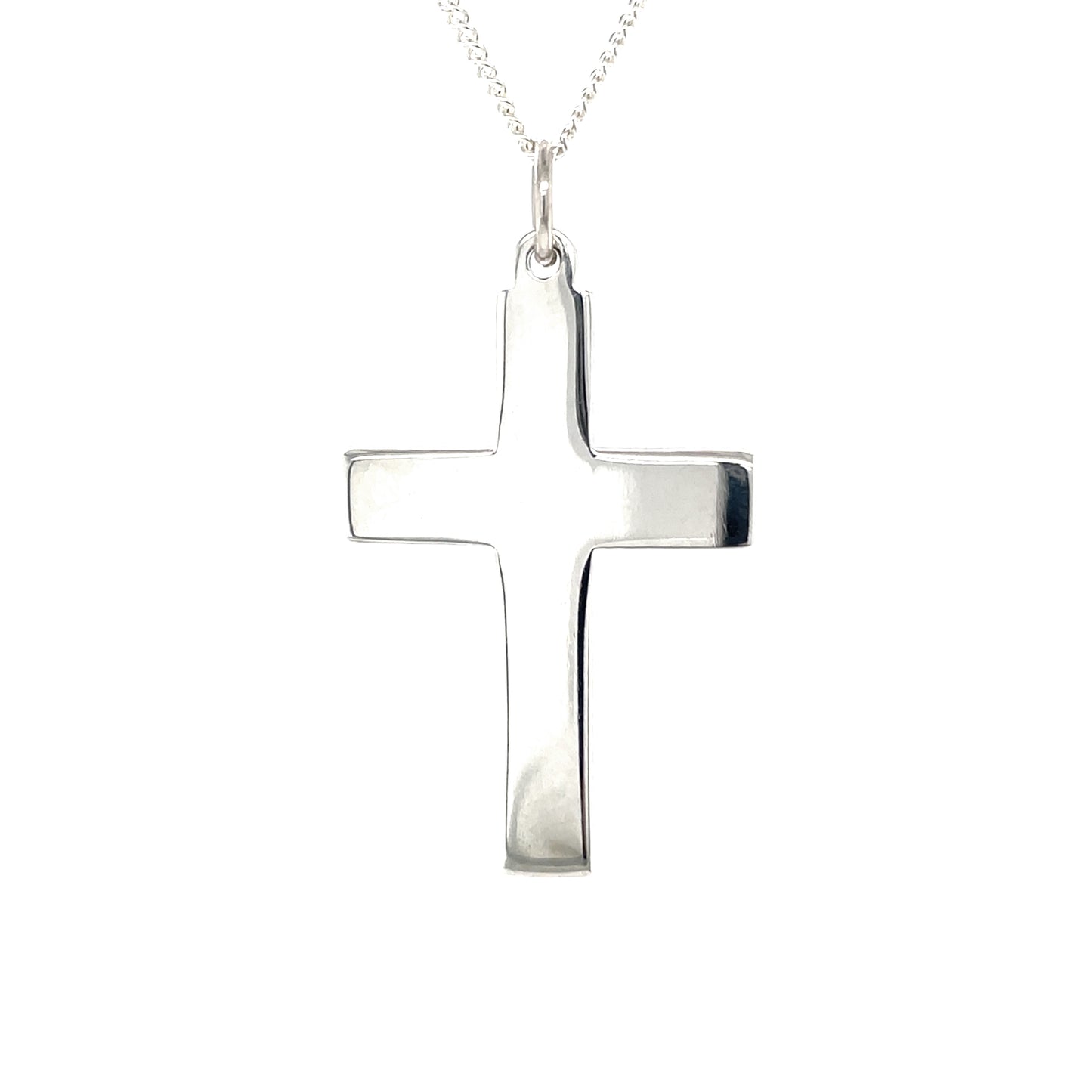 Silver Wide Cross Pendant & Chain (22-24")