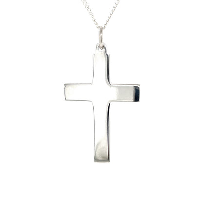 Silver Wide Cross Pendant & Chain (22-24")