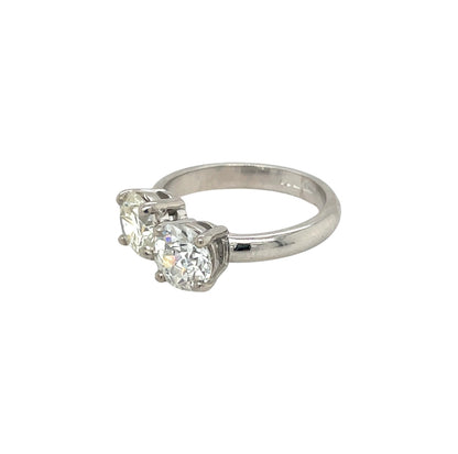 18ct White Gold Two Stone Diamond Ring (L)