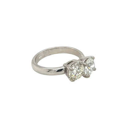 18ct White Gold Two Stone Diamond Ring (L)