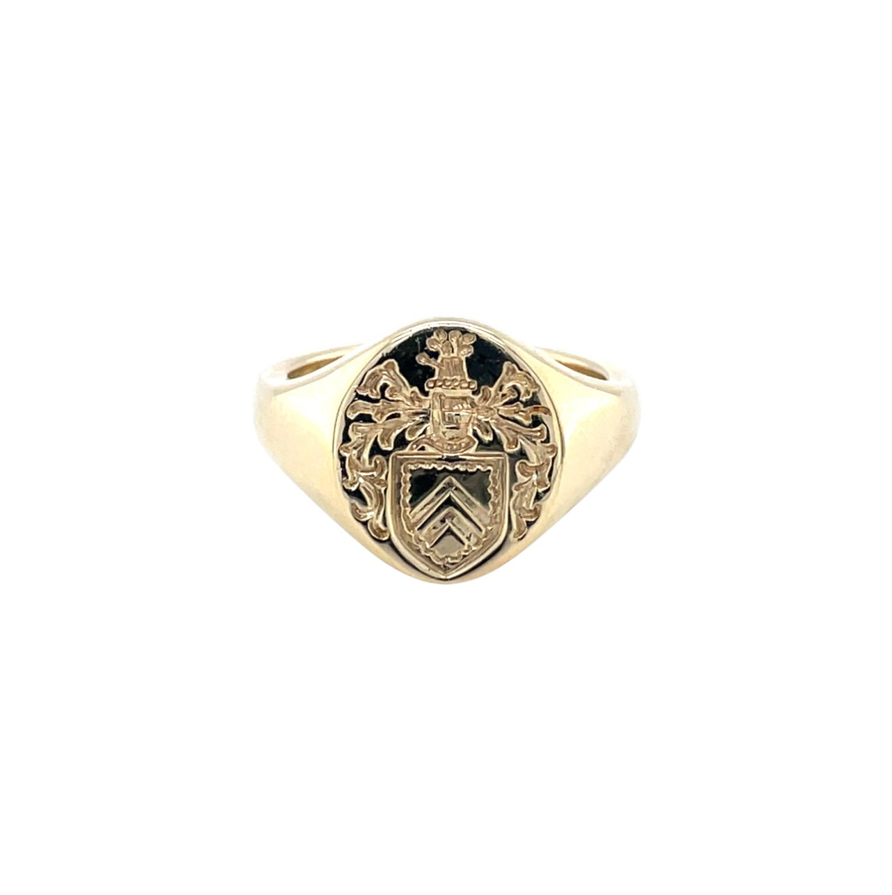 9ct Yellow Gold Coat of Arms 14x12mm Seal Engraved Signet Ring (P)