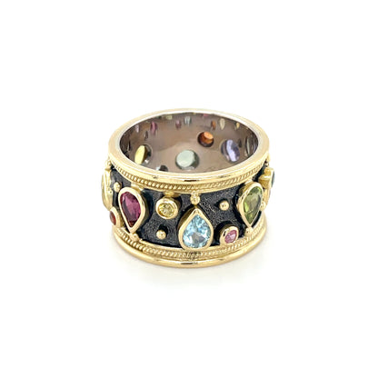 18ct Yellow Gold Byzantine Style Chunky Eternity Ring (Q)