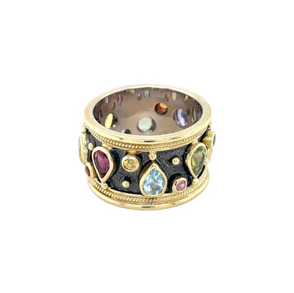18ct Yellow Gold Byzantine Style Chunky Eternity Ring (Q)