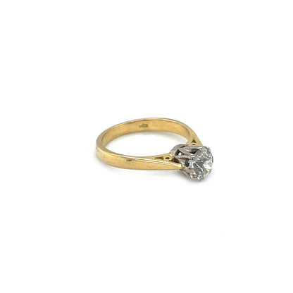 18ct Yellow & White Gold Diamond Solitaire Ring (J)