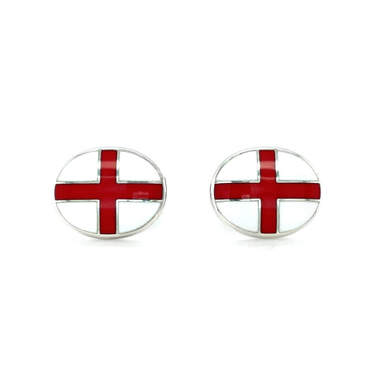 Silver & Enamel St George's Flag Cufflinks