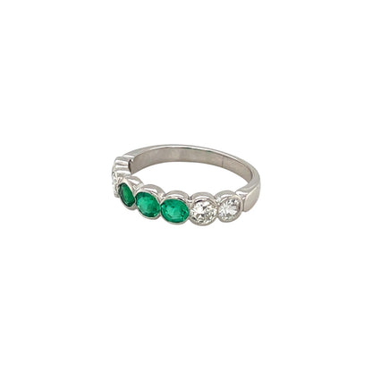 Platinum Art Deco-Style Emerald & Diamond Eternity Ring (L)