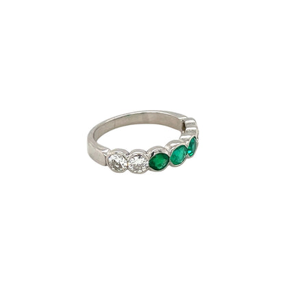 Platinum Art Deco-Style Emerald & Diamond Eternity Ring (L)