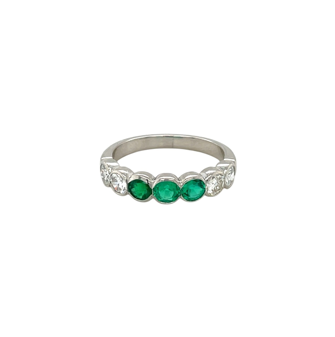 Platinum Art Deco-Style Emerald & Diamond Eternity Ring (L)