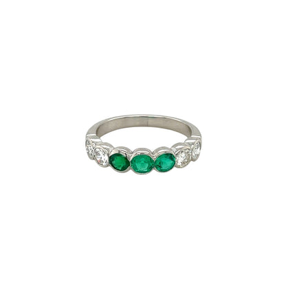 Platinum Art Deco-Style Emerald & Diamond Eternity Ring (L)