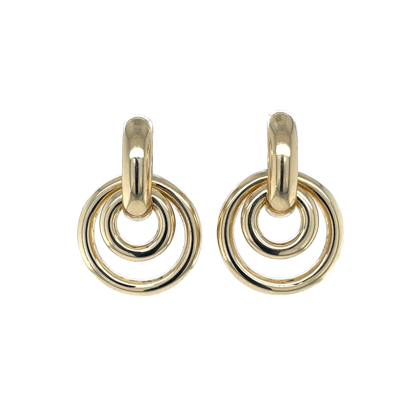 18ct Yellow Gold Circle Drop Earrings