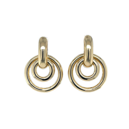 18ct Yellow Gold Circle Drop Earrings