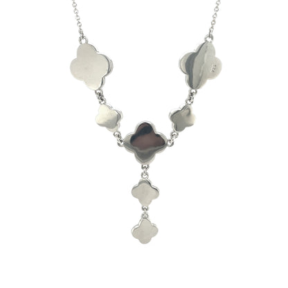 Silver Mother of Pearl Clover Necklace (16")
