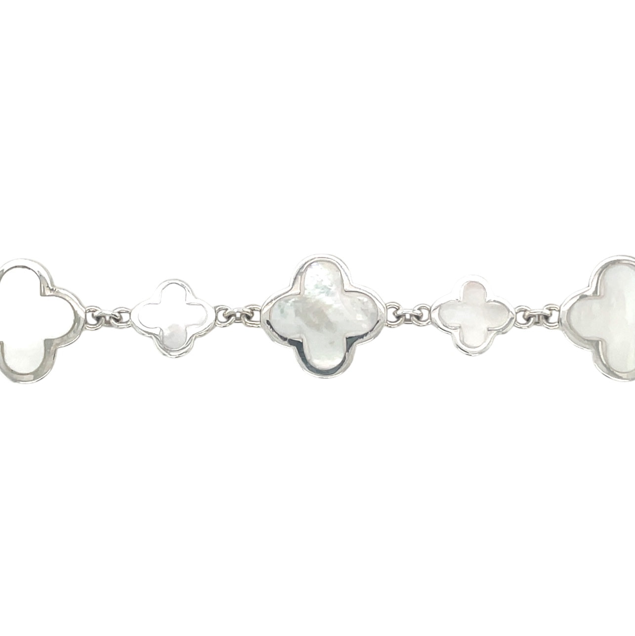 Silver Mother of Pearl Clover Bracelet