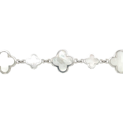 Silver Mother of Pearl Clover Bracelet