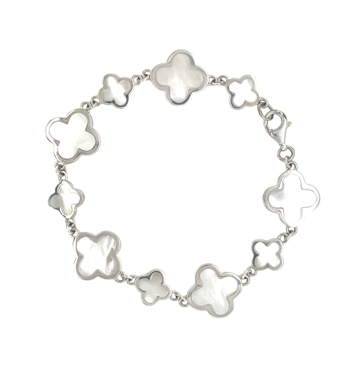 Silver Mother of Pearl Clover Bracelet