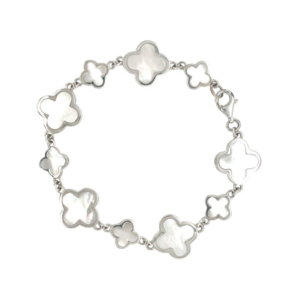 Silver Mother of Pearl Clover Bracelet