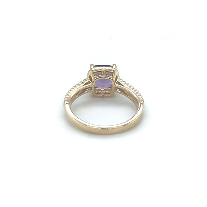9ct Yellow Gold Amethyst Solitaire Rope-Twist Ring (N)