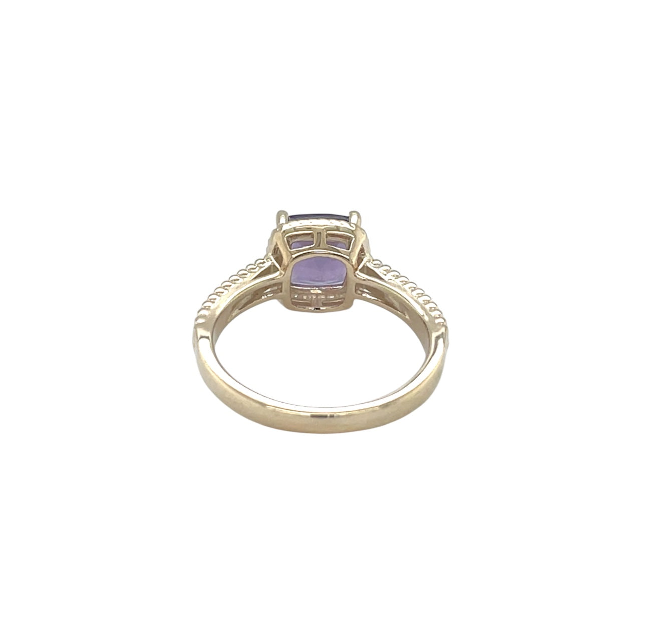 9ct Yellow Gold Amethyst Solitaire Rope-Twist Ring (N)