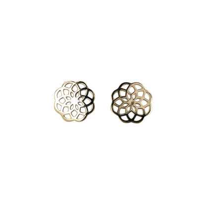 9ct Yellow Gold Geometric Woven Stud Earrings