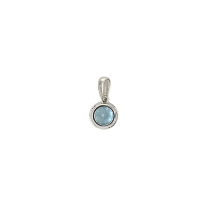 9ct White Gold Round Blue Topaz Pendant