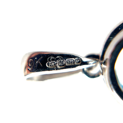 9ct White Gold Round Blue Topaz Pendant