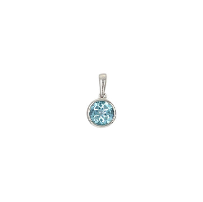 9ct White Gold Round Blue Topaz Pendant
