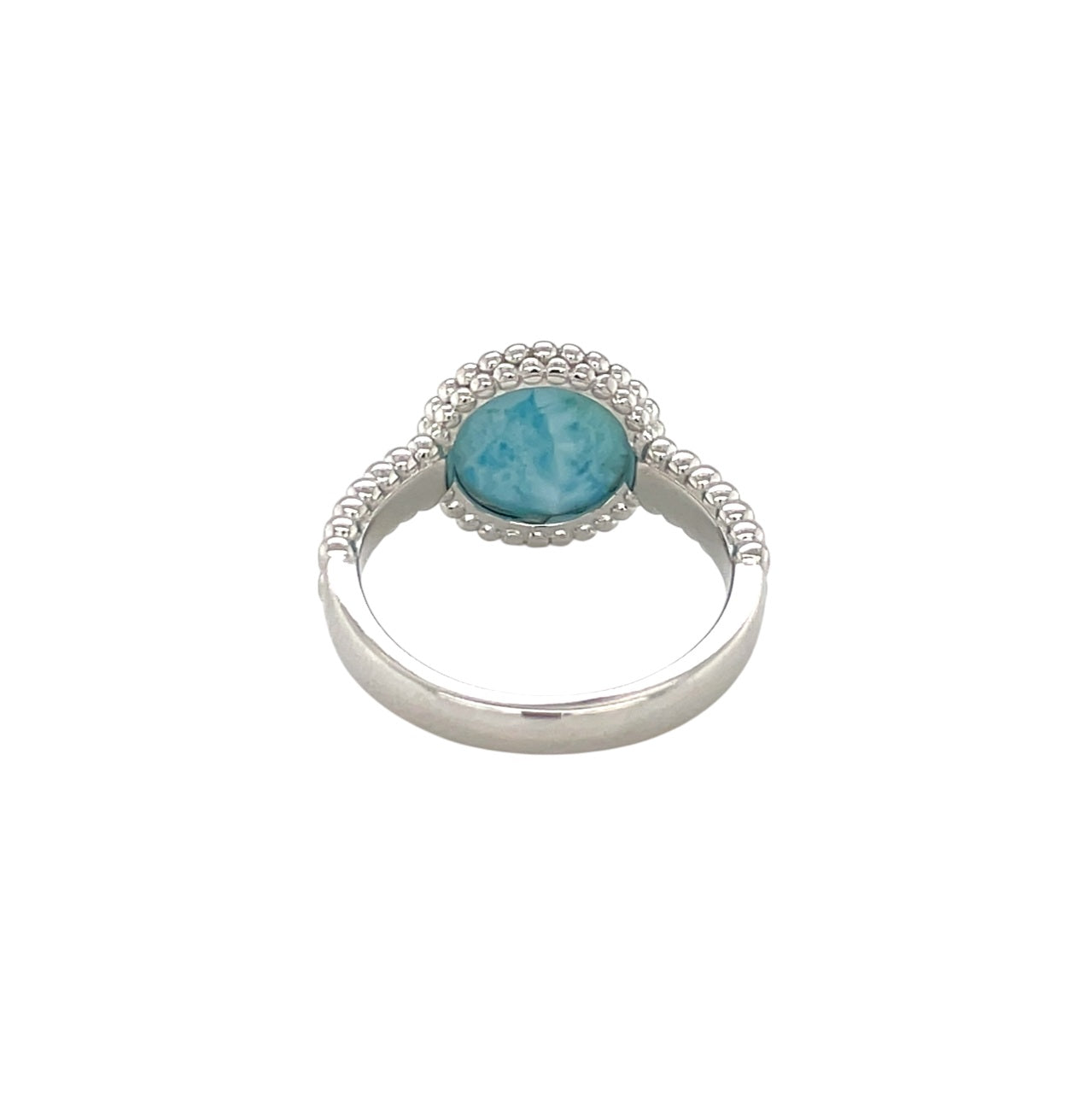 Silver Cabochon Larimar Solitaire Ring (N)