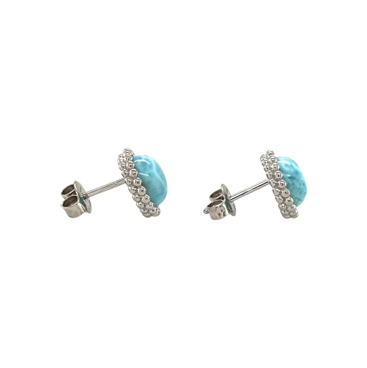 Silver Larimar Stud Earrings