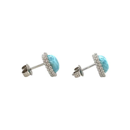 Silver Larimar Stud Earrings