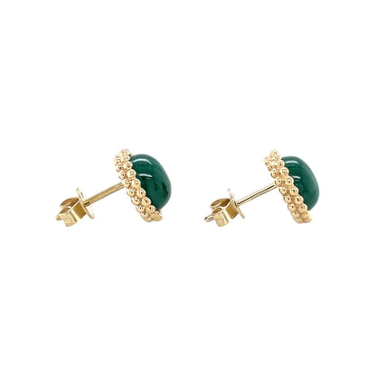 9ct Yellow Gold Malachite Stud Earrings
