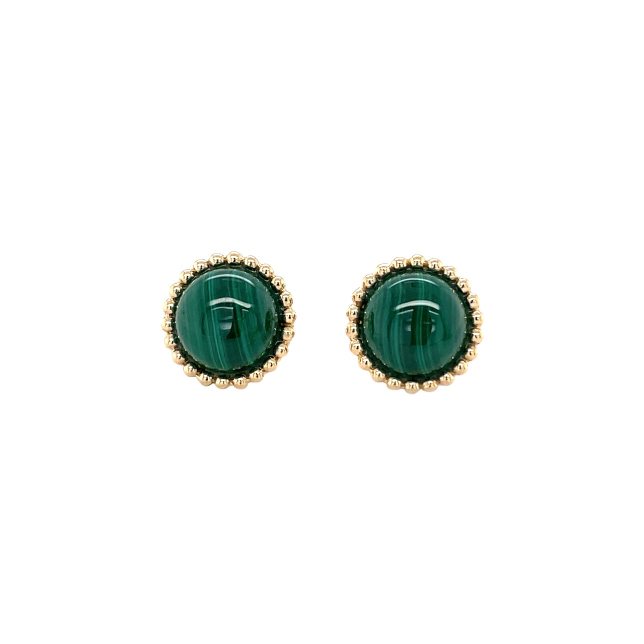 9ct Yellow Gold Malachite Stud Earrings