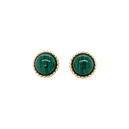 9ct Yellow Gold Malachite Stud Earrings