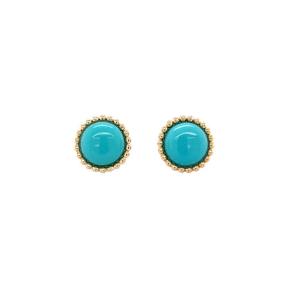 9ct Yellow Gold Cabochon Turqouise Stud Earrings