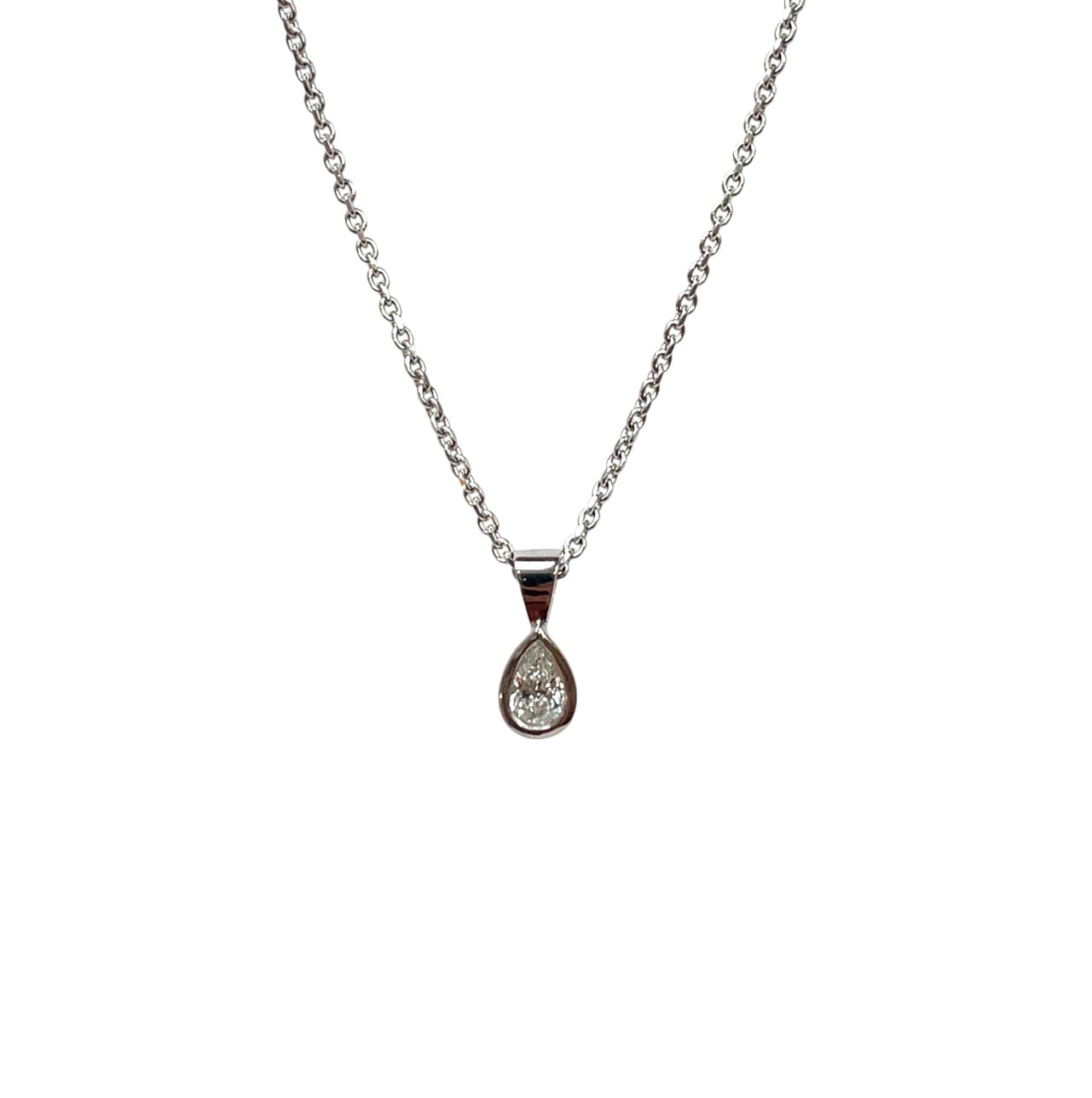 18ct White Gold Pear Cut Diamond Pendant