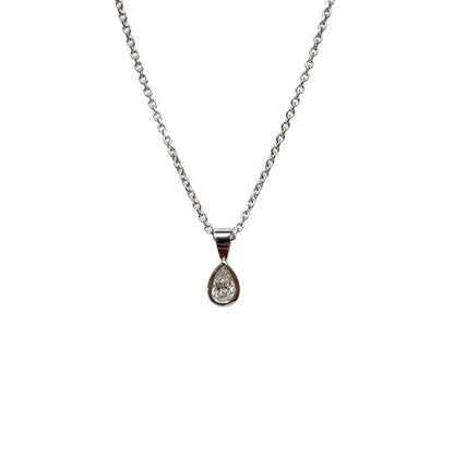 18ct White Gold Pear Cut Diamond Pendant