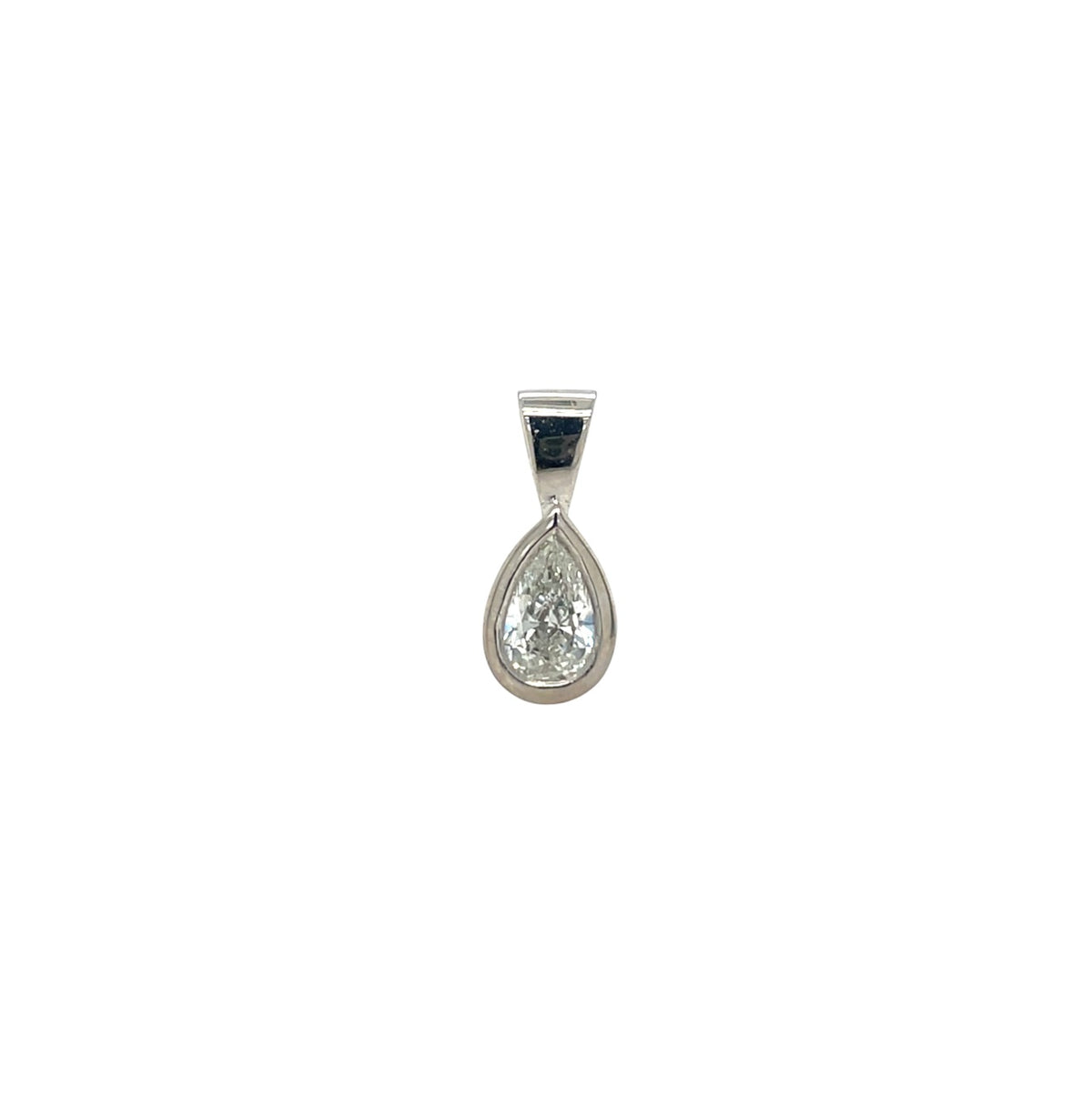 18ct White Gold Pear Cut Diamond Pendant