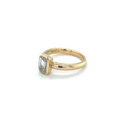 18ct Yellow Gold Emerald-Cut Lab Grown Diamond Solitaire Ring (L1/2)