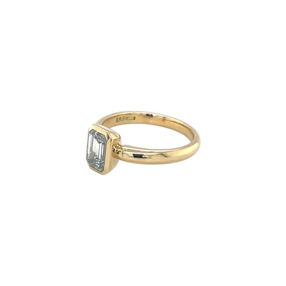 18ct Yellow Gold Emerald-Cut Lab Grown Diamond Solitaire Ring (L1/2)