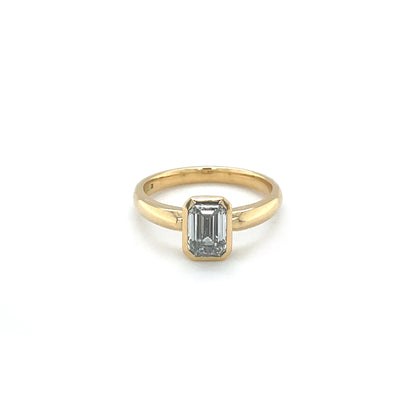 18ct Yellow Gold Emerald-Cut Lab Grown Diamond Solitaire Ring (L1/2)
