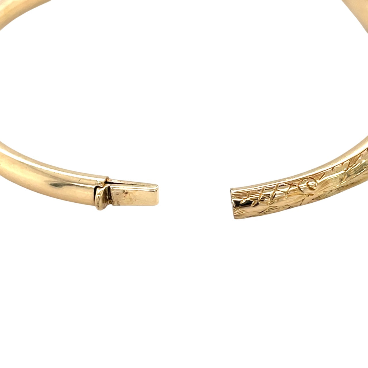 18ct Yellow Gold Engraved Turquoise Hinged Bangle