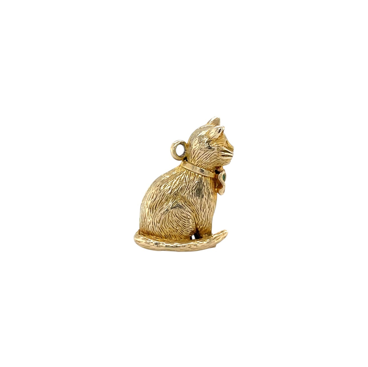 9ct Yellow Gold Large Cat Charm