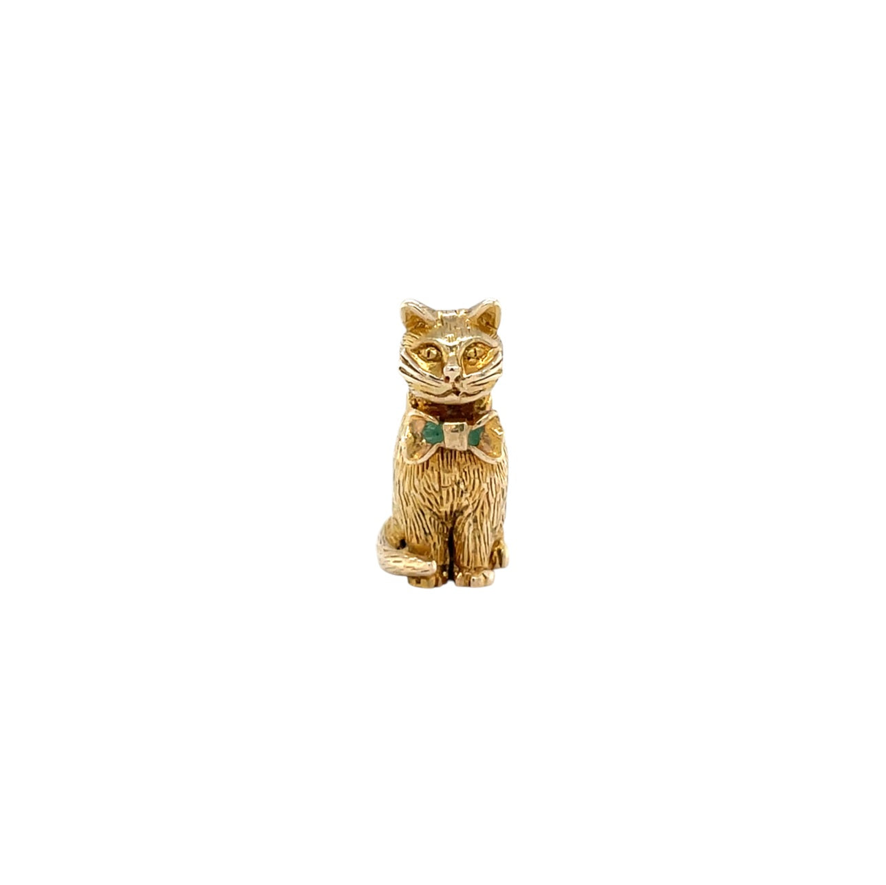 9ct Yellow Gold Large Cat Charm