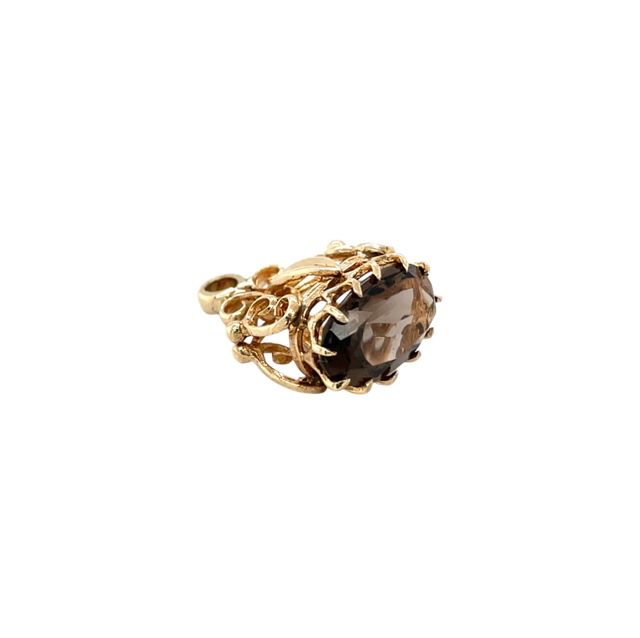 9ct Yellow Gold Smoky Gemstone Fob Charm