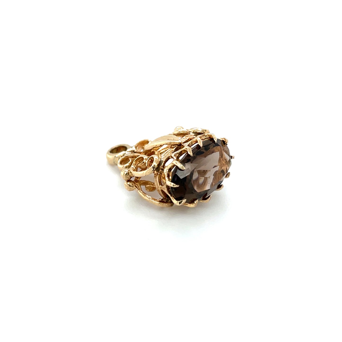 9ct Yellow Gold Smoky Gemstone Fob Charm