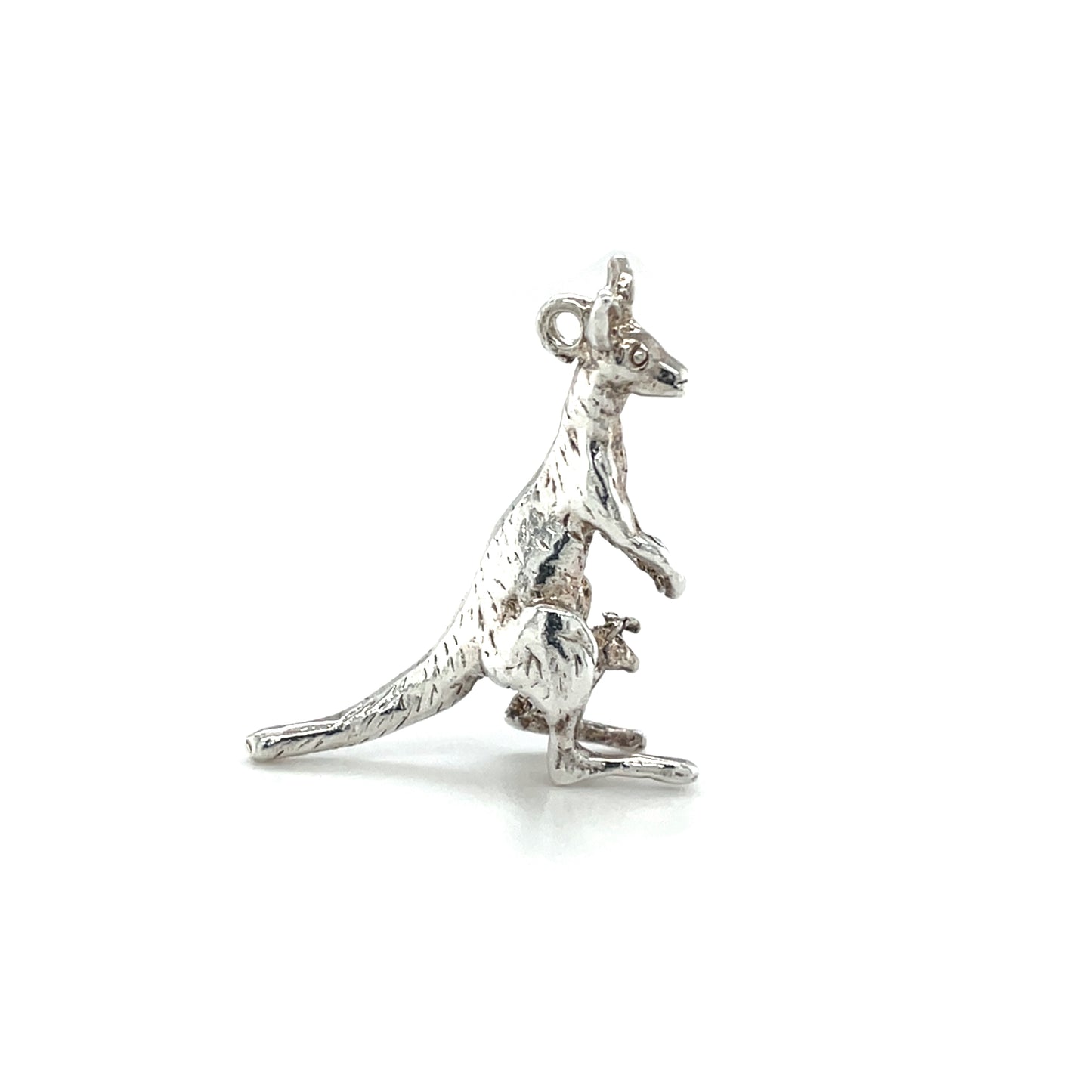 Silver Kangaroo & Joey Charm